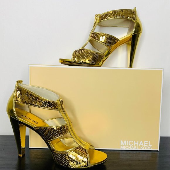mk gold heels